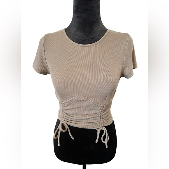 Princess Polly Stormi Crop Top Khaki Green Size 4 Cinch Bottom Wired - Picture 2 of 10